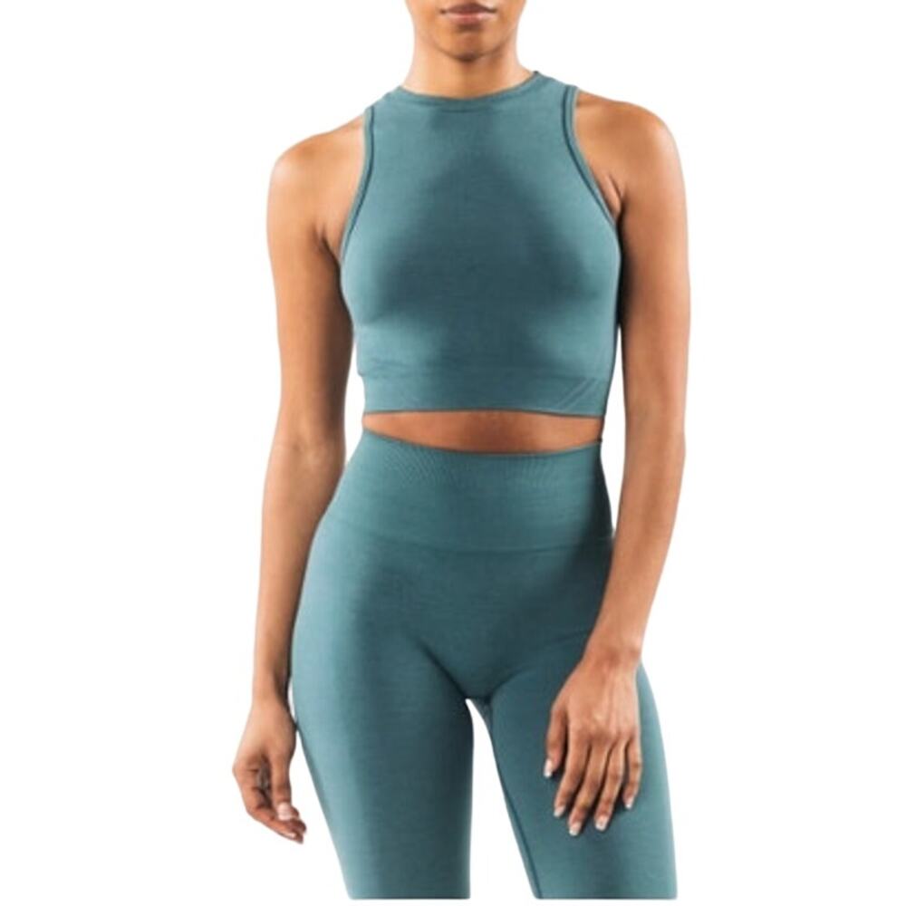 Alphalete Seamless Stratus Crop Tank in Ocean Women's Size XL